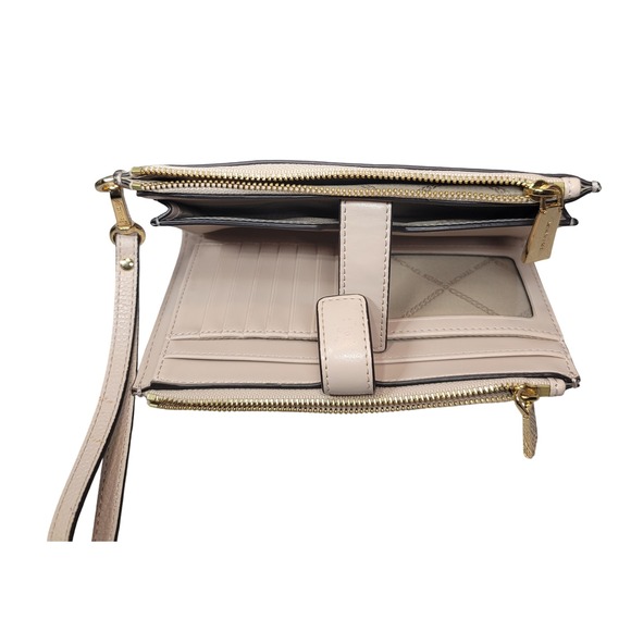 Michael Kors‎ Double Zip Wristlet Pale Pink Pebble Leather Wallet - Picture 6 of 16